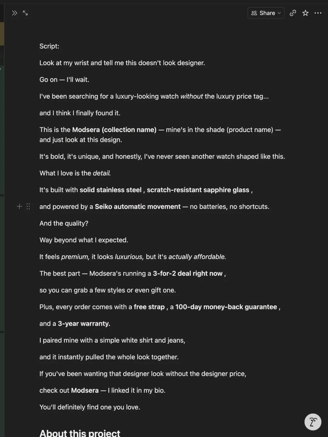 UGC script