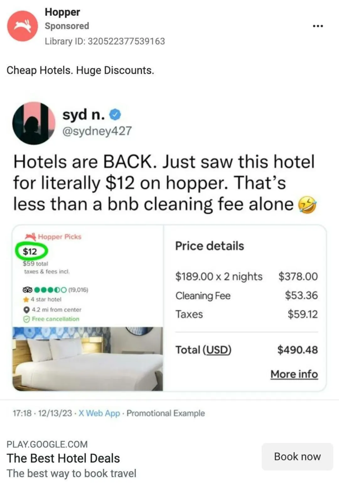 '$12 otel' cesur iddia reklamı