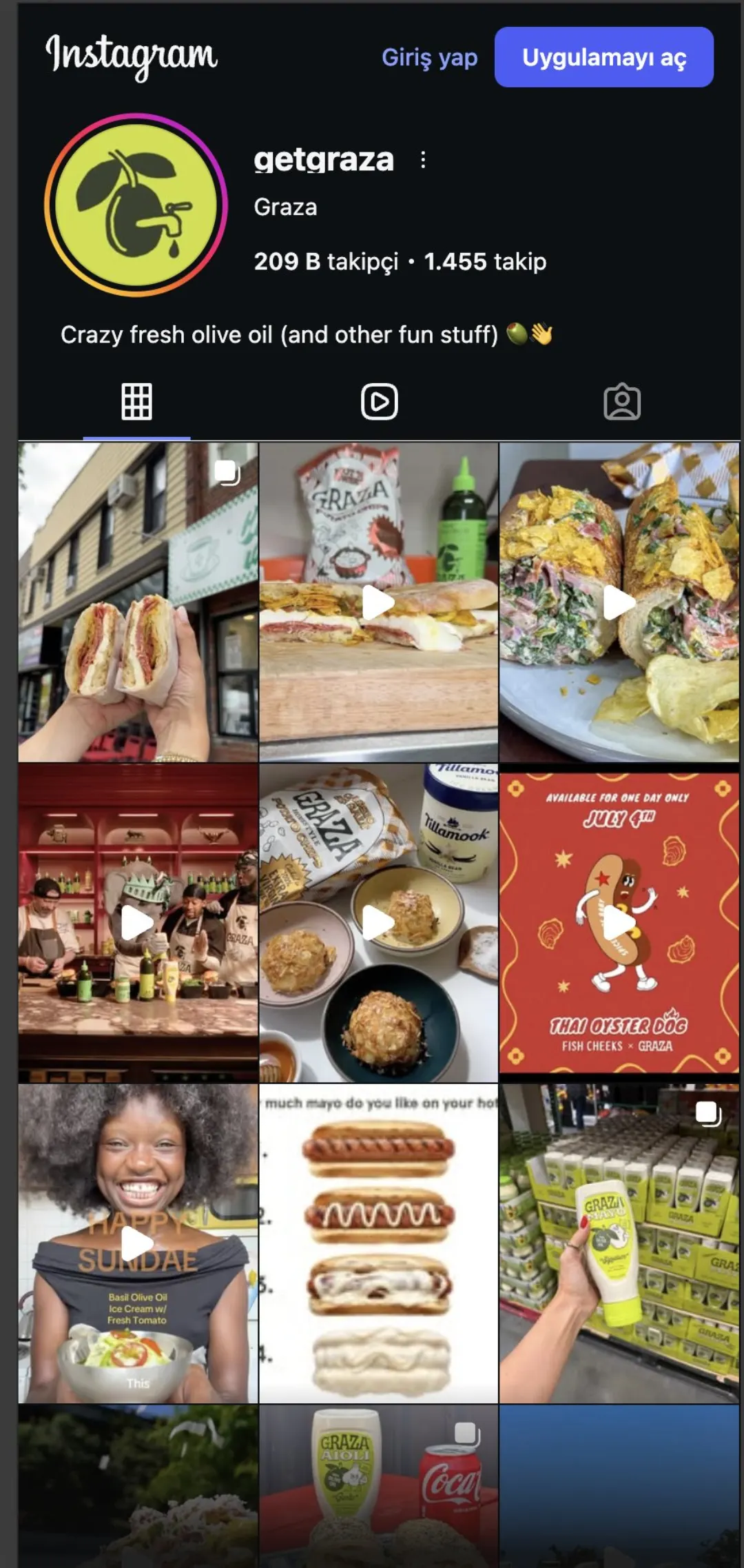 Graza Instagram profili (209 bin takipçi)