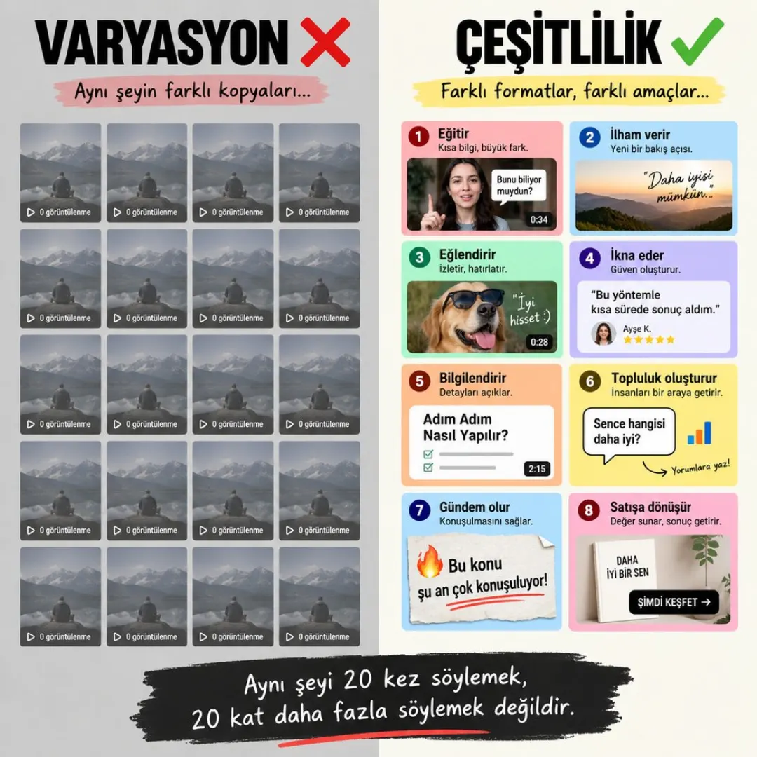 Varyasyon ve çeşitlilik karşılaştırma kartı