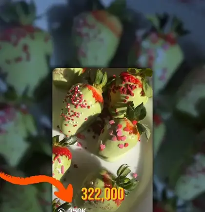 matcha covered strawberries videosu, turuncu okla 322.000 izlenme