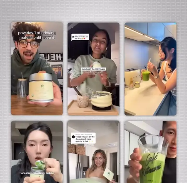 Nami matcha ile kendi videosunu çeken altı farklı kullanıcı