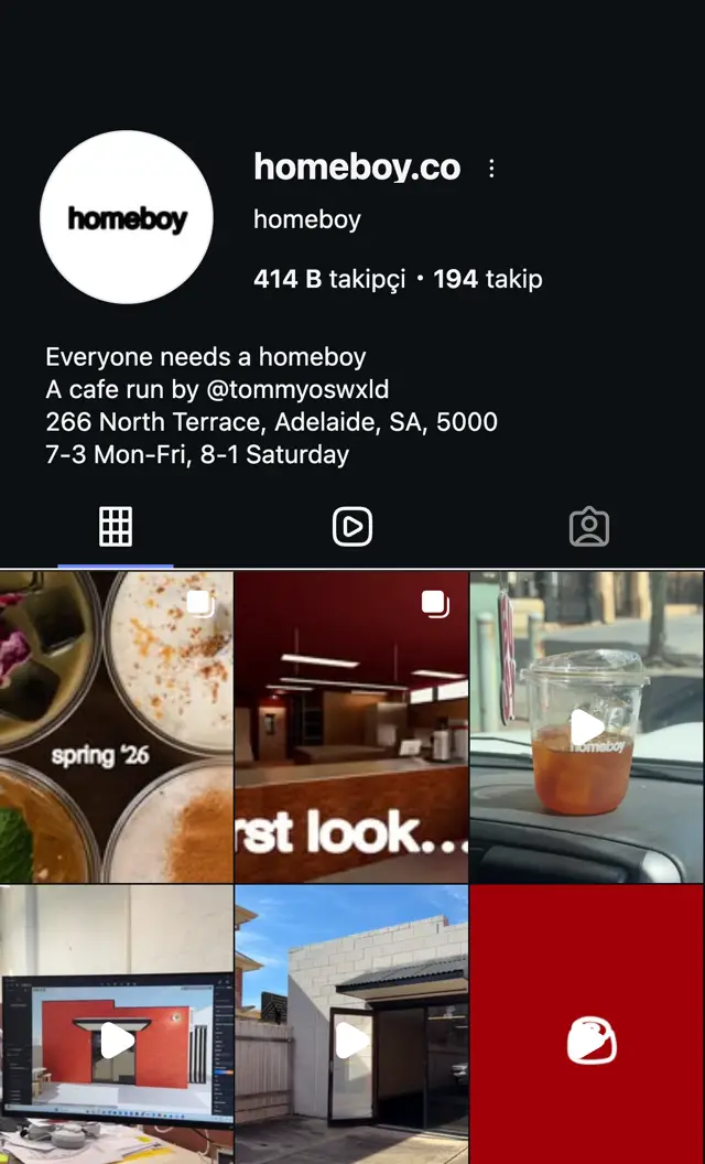 homeboy.co Instagram profili: 414 bin takipçi, A cafe run by tommyoswxld, 266 North Terrace Adelaide