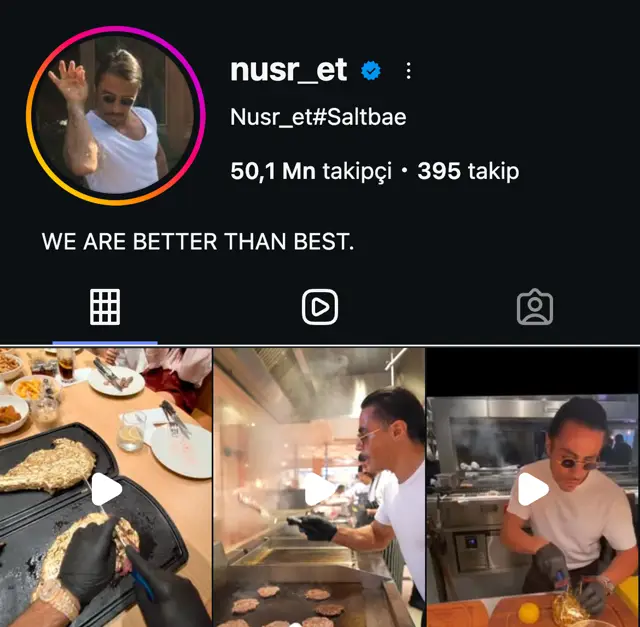 nusr_et Instagram profili: 50,1 milyon takipçi, Nusret Gökçe'nin et kestiği ve ızgara başında olduğu videolar