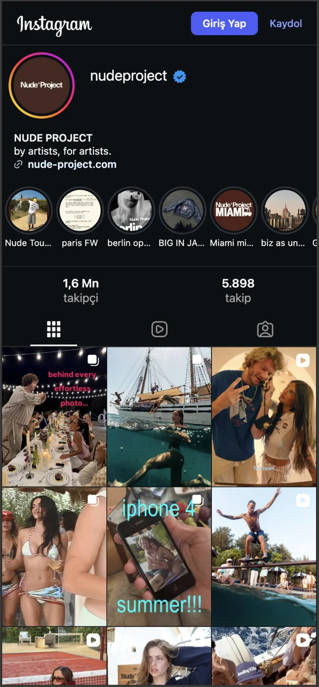 Nude Project Instagram profili