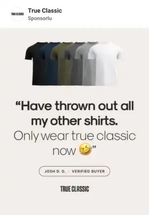 Meta Reklam Kütüphanesi, aktif reklam: True Classic