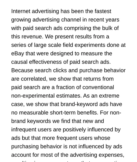 NBER Working Paper 20171 özeti: brand-keyword ads have no measurable short-term benefits