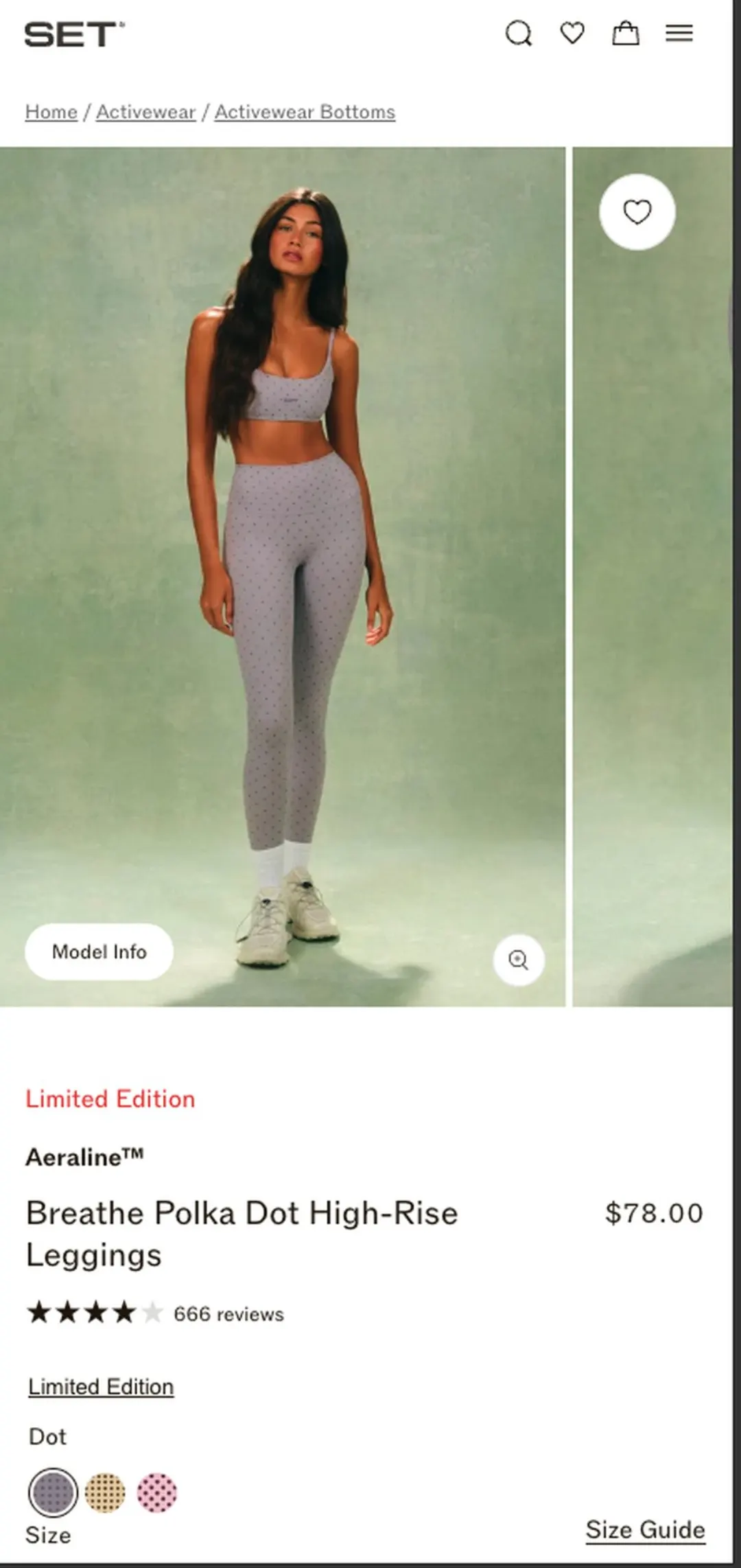 Set Active ürün sayfası: fiyatın üstünde kırmızı “Limited Edition” etiketi ve 666 yorum