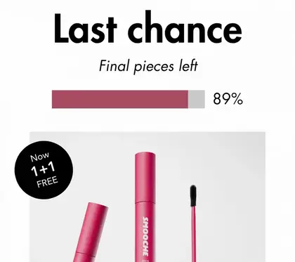 Last chance, Final pieces left, yüzde 89 dolu bar, Now 1+1 FREE